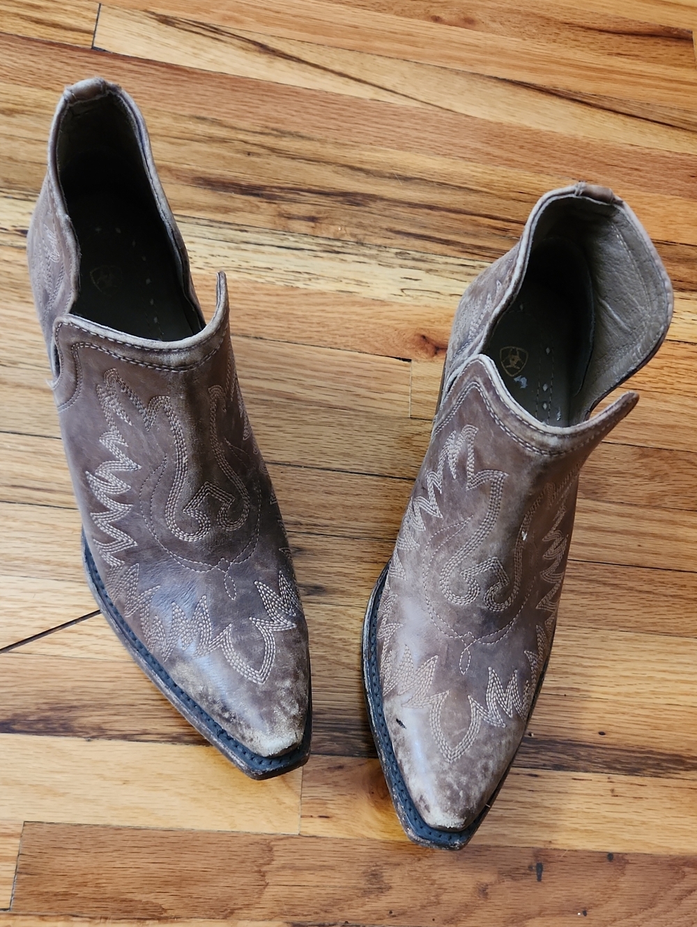 Ariat Brown Distressed Leather Western Ankle Boots